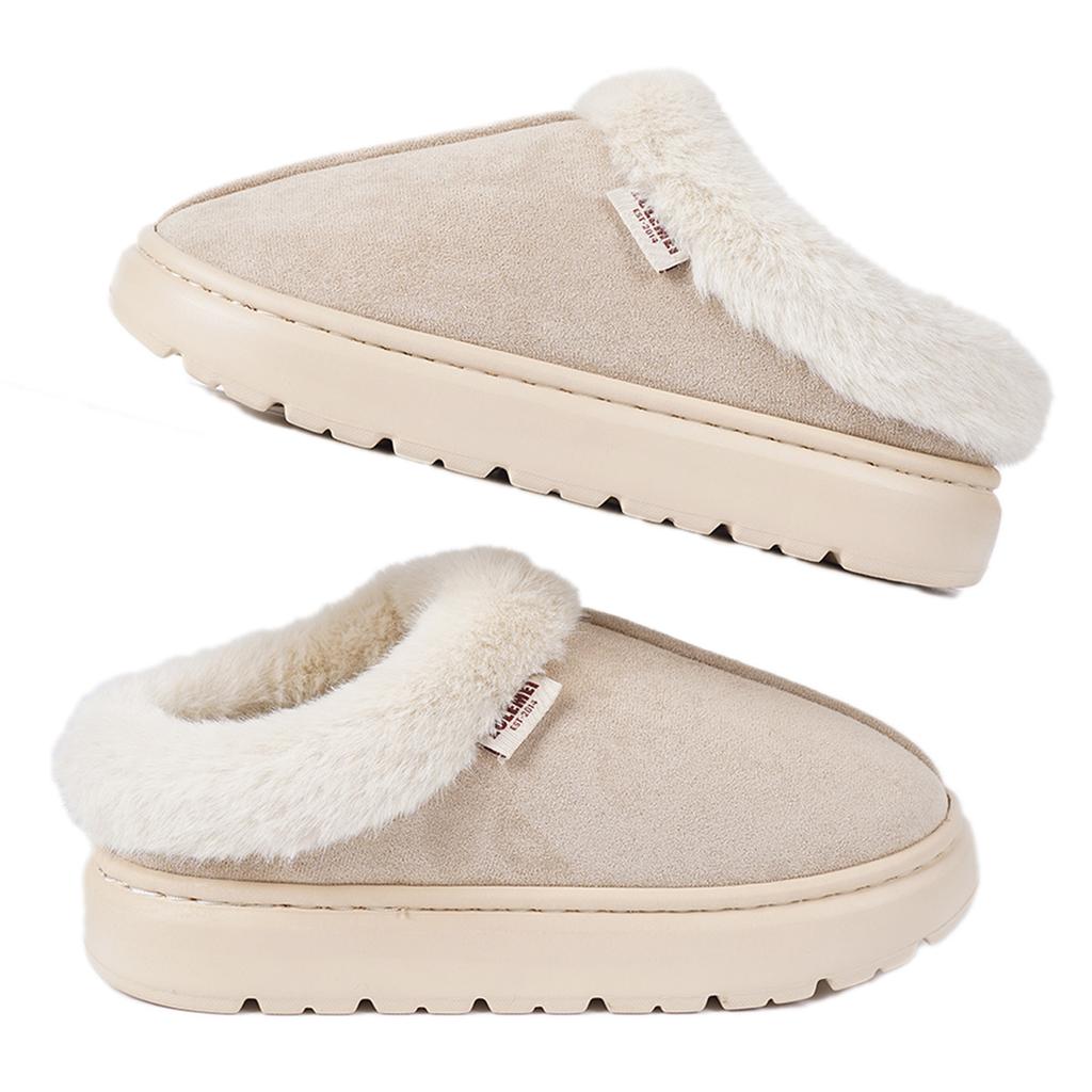 Platform Fluffy Slippers Women House Flats Casual Designer Winter Shoes Ladies Fashion Cotton Plush Warm Footwear Elegant Indoor