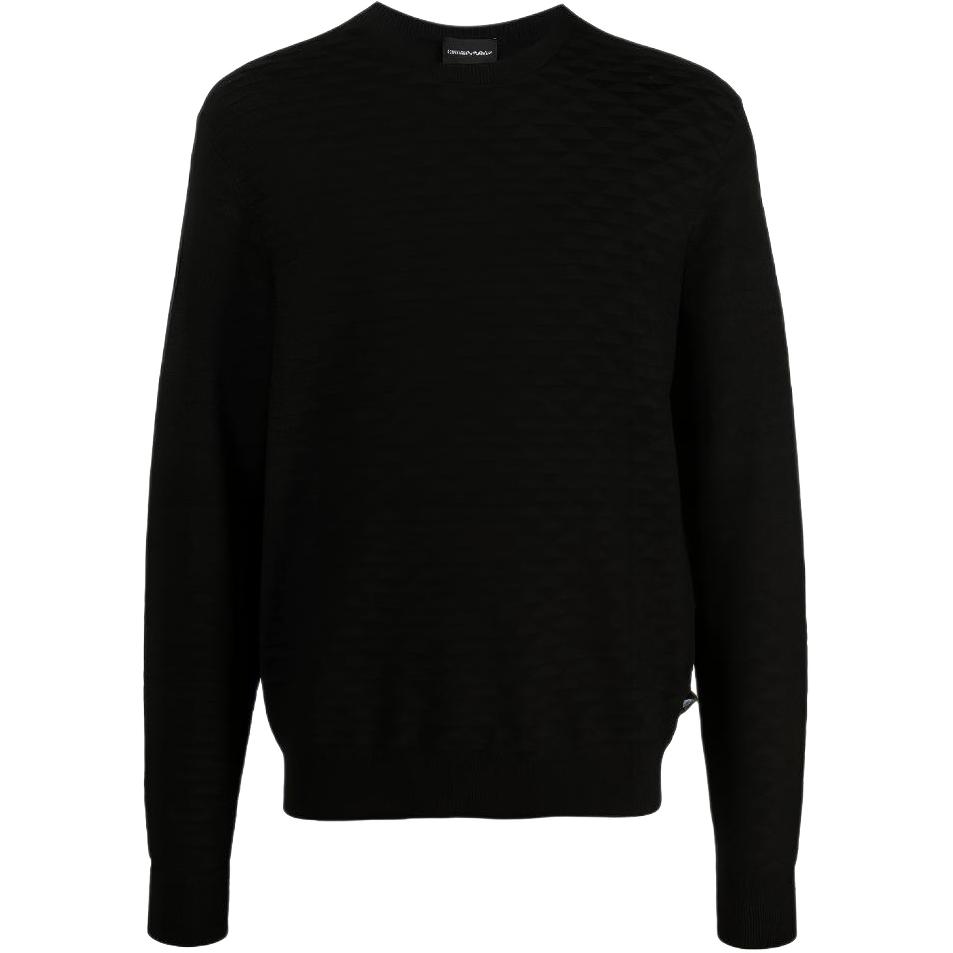 Emporio Armani Однотонный геометрический узор Свитшот с круглым вырезом Длинный рукав Свитер Мужской свитер Черный 3K1MX2-1MZTZ-0999