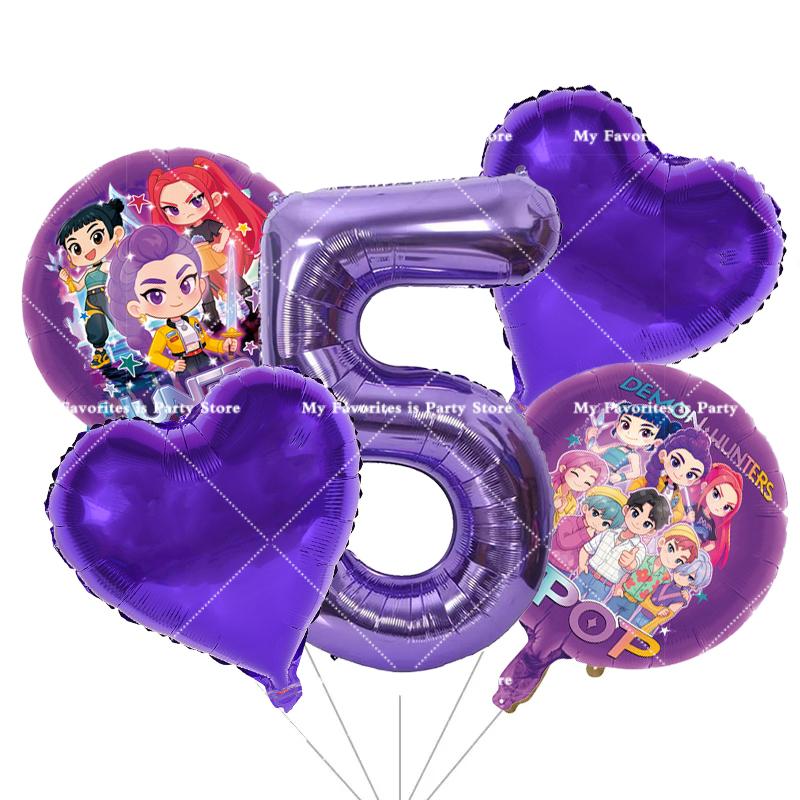 Kpop Demon Hunters Children's Birthday Party Decoration Ball Number Digit 1-10 Balloon Set Baby Shower Party Supplies Gift Toy