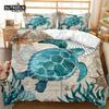 Sea Turtle Duvet Cover Mediterranean Style Octopus Seahorse Ocean Animal Print Bedding Set Marine Themed Design With Pillowcases