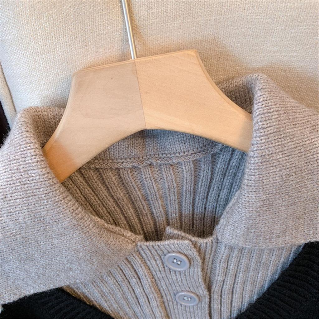 Японский ленивый двухсекционный свитер для женщин, новый осенний, замедляющий старение, укороченный трикотажный топ с воротником-поло из иностранного материала