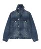 LAB101 High-Neck Snap Zip-Up Denim Jacket (Mid Blue)