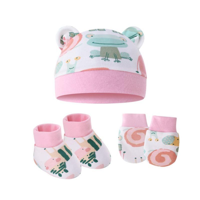 Новые хлопковые шапочки для новорожденных, больничная шапка, варежки, комплекты обуви, однотонные эластичные теплые шапочки ярких цветов, перчатки для детей 0-1 лет