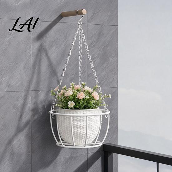 Vertical Gardening Supplies Iron Hanging Basket for Plants Heavy Duty Metal Flower Pot Space Saving Railing Planter Holder Wall Mounted Stand