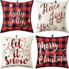 Christmas 4 Piece Throw Pillow Set Red Throw Pillow Sofa Cushion Linen Printed Cushion Bedside Cushion