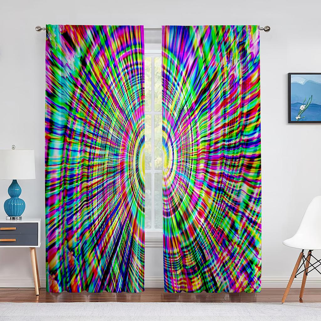 Психоделическая Радуга, оптическая иллюзия, прозрачная занавеска для гостиной, спальни, вуаль, драпировка, кухонное окно, тюлевые шторы, домашний декор