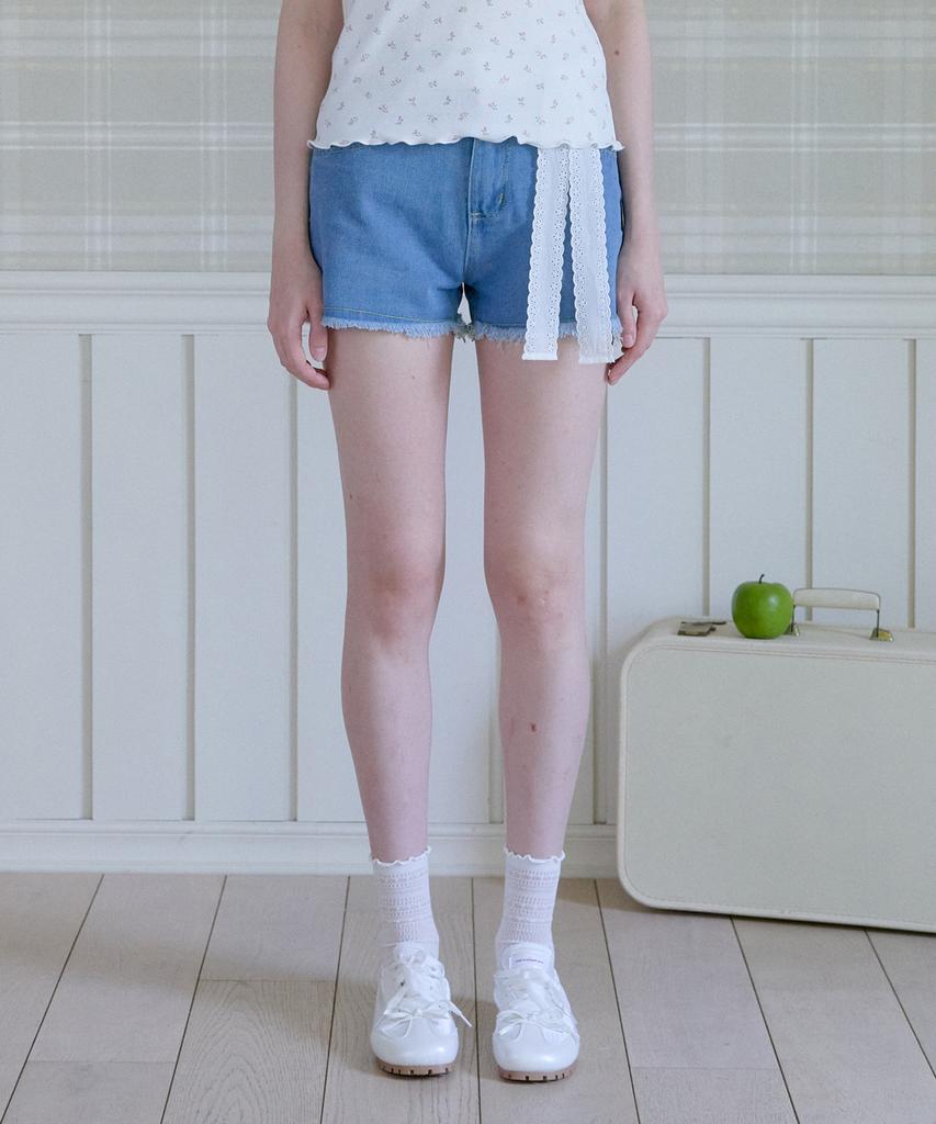 PINK PINEAPPLE Sunlit Denim Half Pants_Indigo