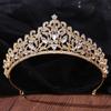 DIEZI New Baroque Korean Gold Color Crown Hair Accessories Luxury Crystal Tiara For Women Wedding Headdress Bridal Hair Zircon