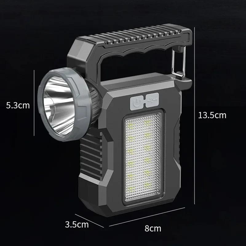 Solar Powered LED Flashlight with USB Charging Multifunctional Portable Waterproof Light for Camping Hiking Emergency