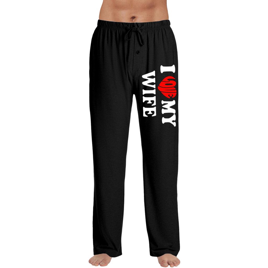 Мужские модные брюки к Дню святого Валентина с принтом, повседневные, прямого кроя