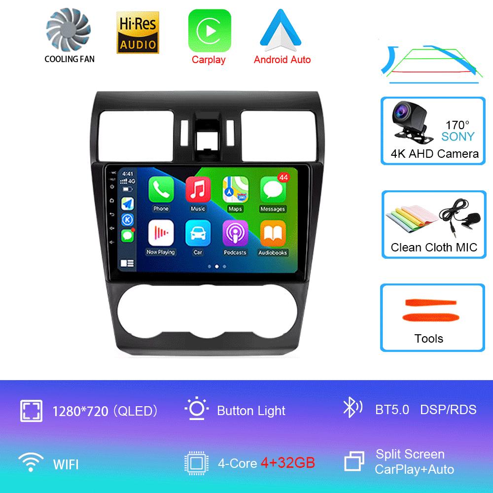 Автомобильное радио Android 14 Carplay для Subaru WRX Forester 4 SJ 2016 2017 2018 - 2022 Навигация GPS Мультимедийный проигрыватель Wi-Fi+4G BT DSP