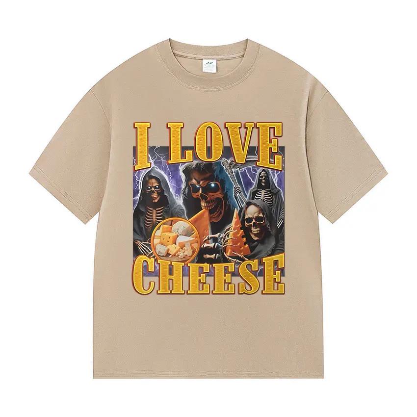 Funny I Love Cheese Skeleton Graphic TShirts Men Women Vintage Harajuku Short Sleeve Tshirt Summer Cotton Tops fashion T Shirt