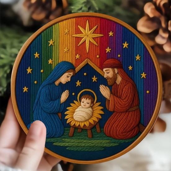 1/2 Набора DIY Набор для вышивания Рождества для взрослых начинающих Рождественская Священная История Напечатанный Вышивка крестом Набор для начинающих для ручной вышивки Подарок для энтузиастов DIY