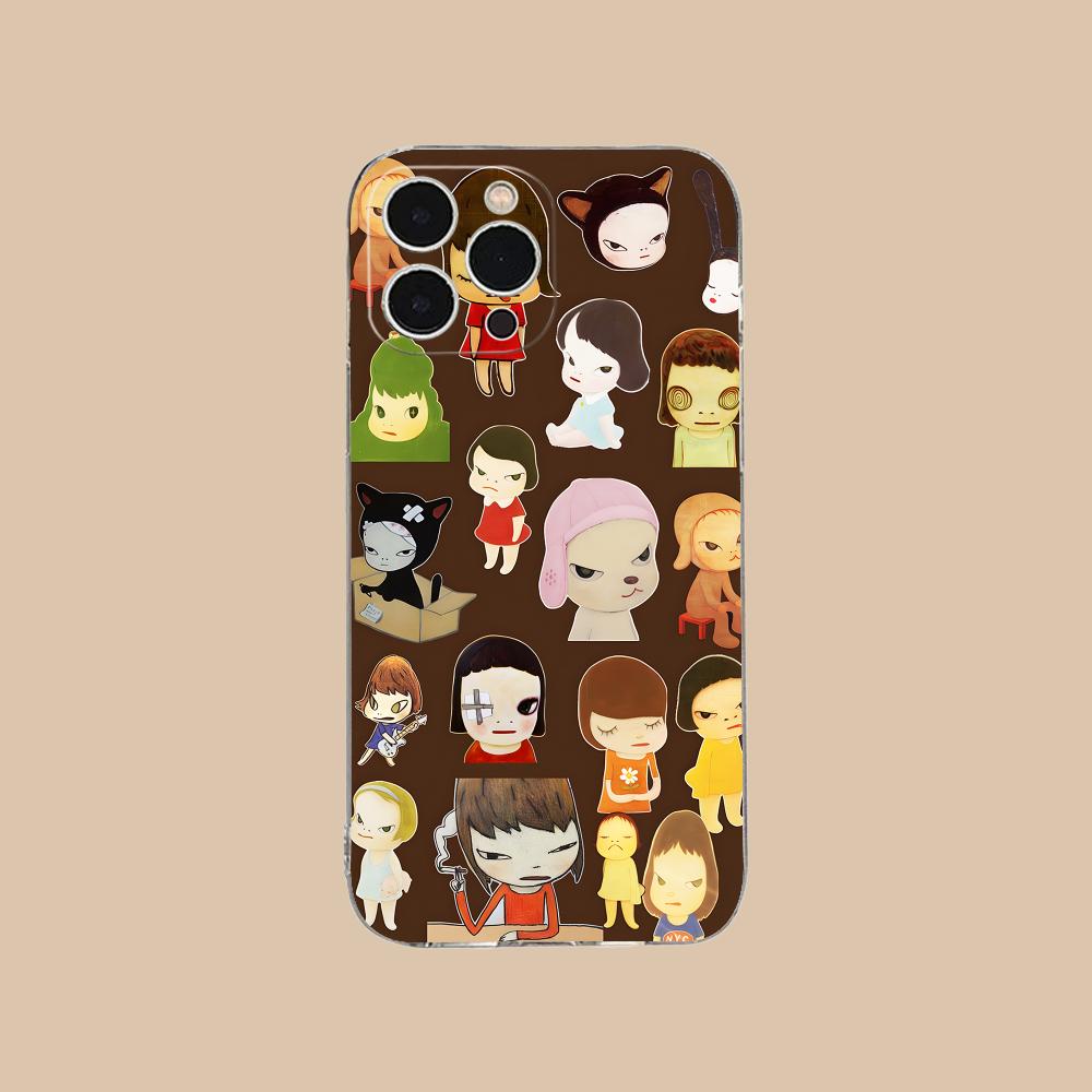 Аниме Чехол для телефона Yoshitomo Nara для iPhone 17 16 15 14 13 12 11 X XR XS Air Pro Max Plus Mini Прозрачный Цветной Чехол Роскошный Красивый