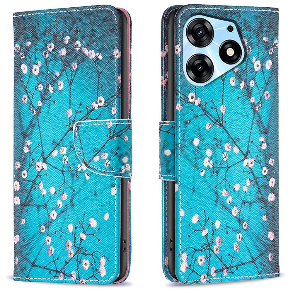 Кожаный чехол-книжка для телефона Infinix Hot 40/Hot 40 Pro, защитная обложка-кошелек с принтом