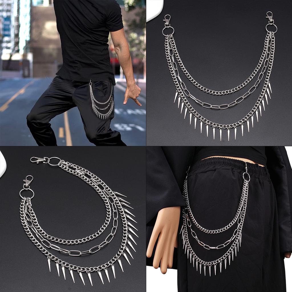 Панк-брюки, геометрическая тройная цепь, ремень-цепочка с крючком, декоративная металлическая цепь