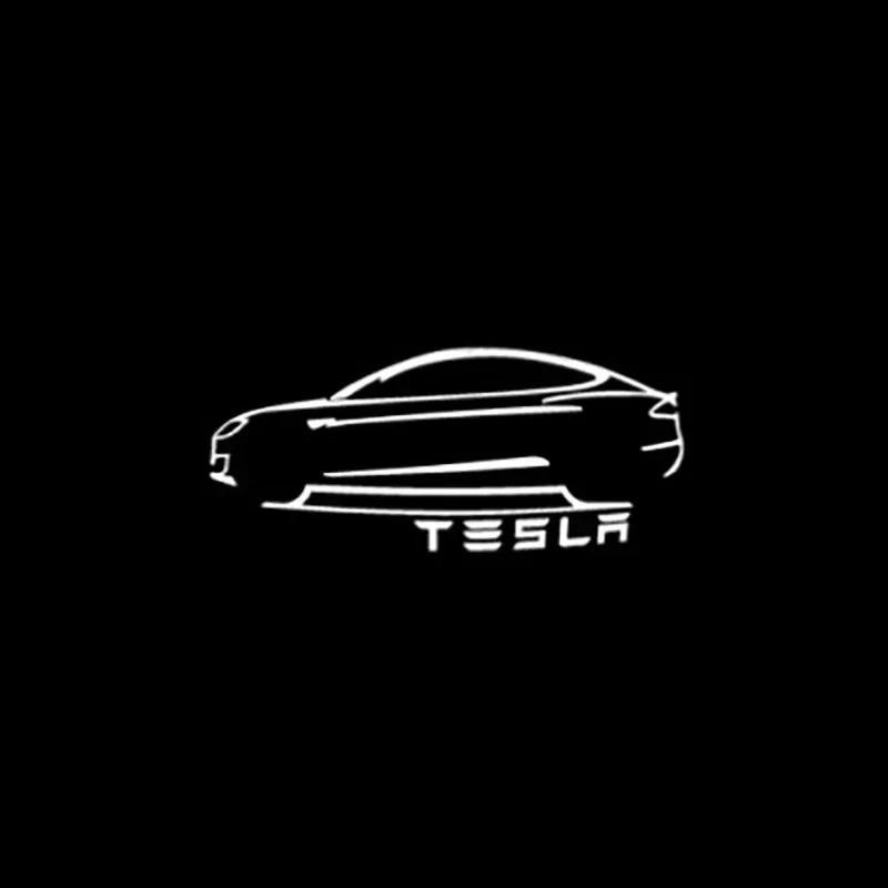 2/4pcs Car Door LED Logo Projector lights HD Welcome Light 3D Laser Ghost Shadow Light for Tesla Model Y 3 S X car Accessory