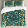 Mandala Duvet Cover Set Boho Lotus Flower Microcosm Motif Unique Retro Green Theme Double Queen King Size Polyester Qulit Cover