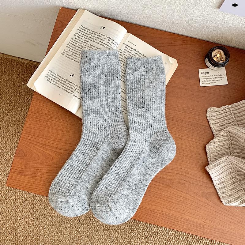 1/3/5 пар утолщенных однотонных женских носков, осенне-зимние шерстяные носки, милые носки со средним ворсом для девочек, кашемировые носки в горошек
