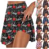 Женские спортивные эластичные плиссированные теннисные юбки с принтом ко Дню святого Валентина, внутренние шорты для занятий йогой, эластичные спортивные шорты для гольфа