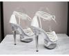Mclubgirl Sexy Club Dancing Women's Shoes Peep Toe Women's Stiletto Heel Sandals Transparent Women's Lace Up Shoes LFD-190-B1