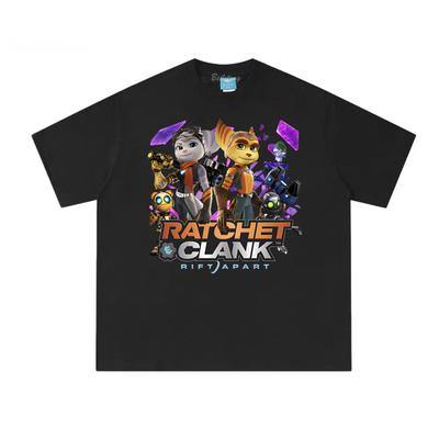 Футболка Ratchet & Clank Rift Apart 100% Хлопок Принт Игры-Стрелялки Круглый Вырез Летние Высококачественные Удобные Топы
