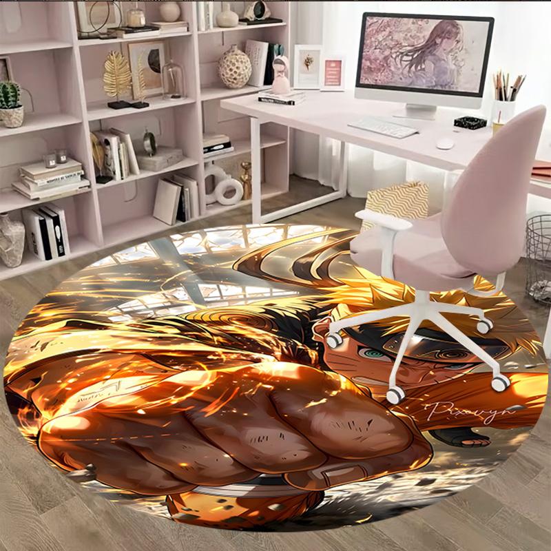 1pc Naruto Carpet, Round Rug, Comfortable, Suitable for Entryways, Living Rooms, Office, And Bedrooms, Christmas Decoration