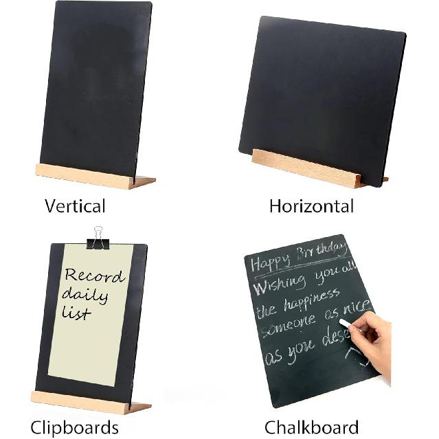NEWNEWSHOW 8.7x12 Inch Tabletop Chalkboard with Wood Holder 1 Pack
