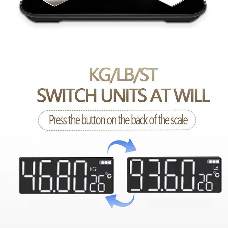 Body Fat Scale Smart Wireless Digital Bathroom Weight Scale Body Composition Analyzer With Smartphone App Bluetooth-compatible