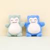 Cuddly Cartoon Snorlax Keychain Lavender And Blue Colors Soft Plush Material