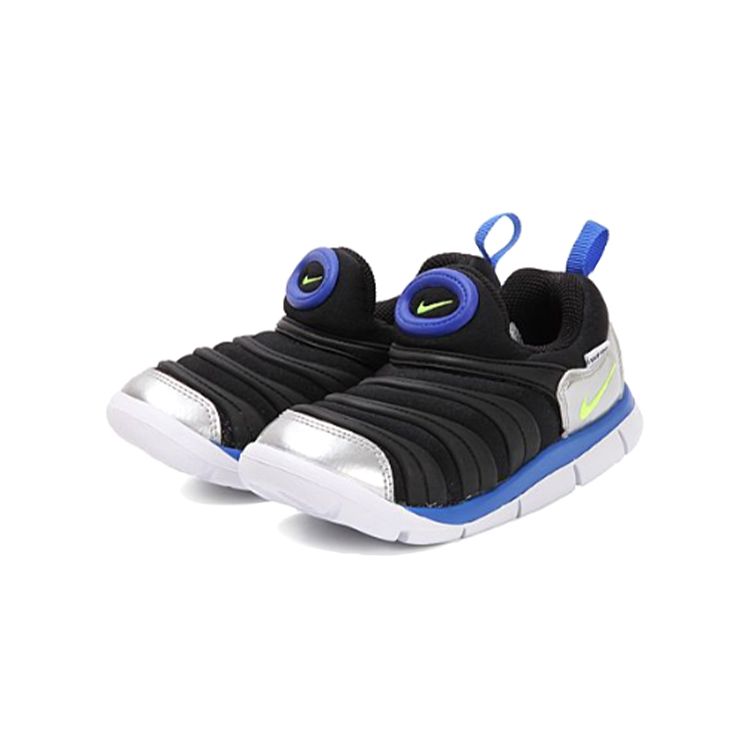 Nike Dynamo Free Low Top Walking Shoes Baby Shoes Black Blue Silver 343938-012