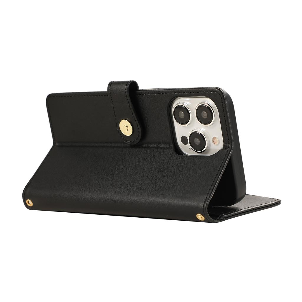 For iPhone 15 Pro Max Case Multi Card Slots Zipper Rhombus Leather Phone Cover with Wrist Strap