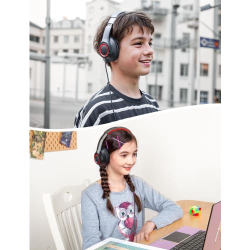 New Bee Kids' Wired 3.5mm Headphones with Adjustable Volume Limit, Foldable Headset, KH30