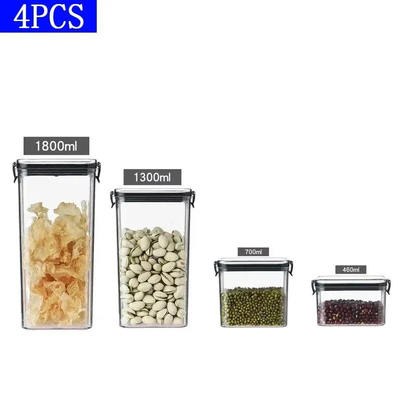 1-5Pcs Sets Sealed Jar Food Storage Box Transparent Plastic Kitchen Organizer Multigrain Tank Stackable Dried Sealed Storage Jar
