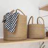 Decorative Woven Dirty Laundry Basket Cotton Linen Clothes Toys Organizer  Garden