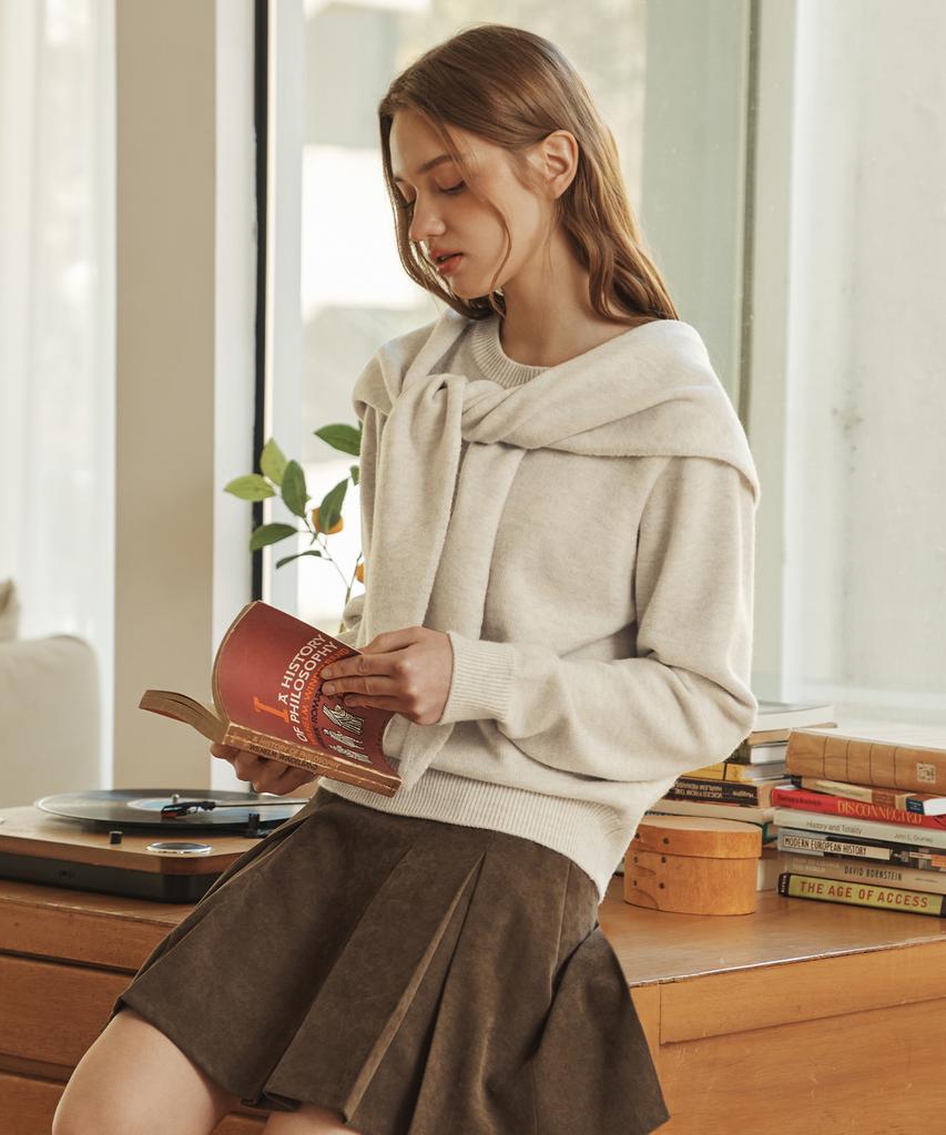 ZEROSTREET [5 Colors] Cashmere Wool Sweater & Shawl Set
