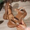 Модные женские сандалии 2025 Роскошные Новые Сандалии на толстой подошве С обмоткой вокруг пальца С вырезами Римские туфли Женские Туфли на платформе Женские