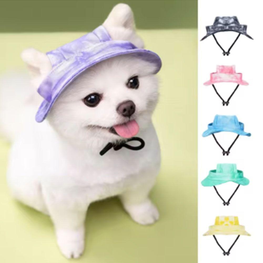 Бейсболка с отверстием для ушей для кошек, регулируемая шляпа от солнца для домашних животных, цветная шляпа от солнца для кошек и собак, летняя