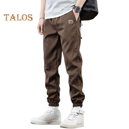 Весна Осень Мужские брюки-карго Свободные эластичные брюки на завязках на талии Множество карманов Однотонные спортивные брюки больших размеров с резинкой на щиколотке Повседневные брюки Ninth