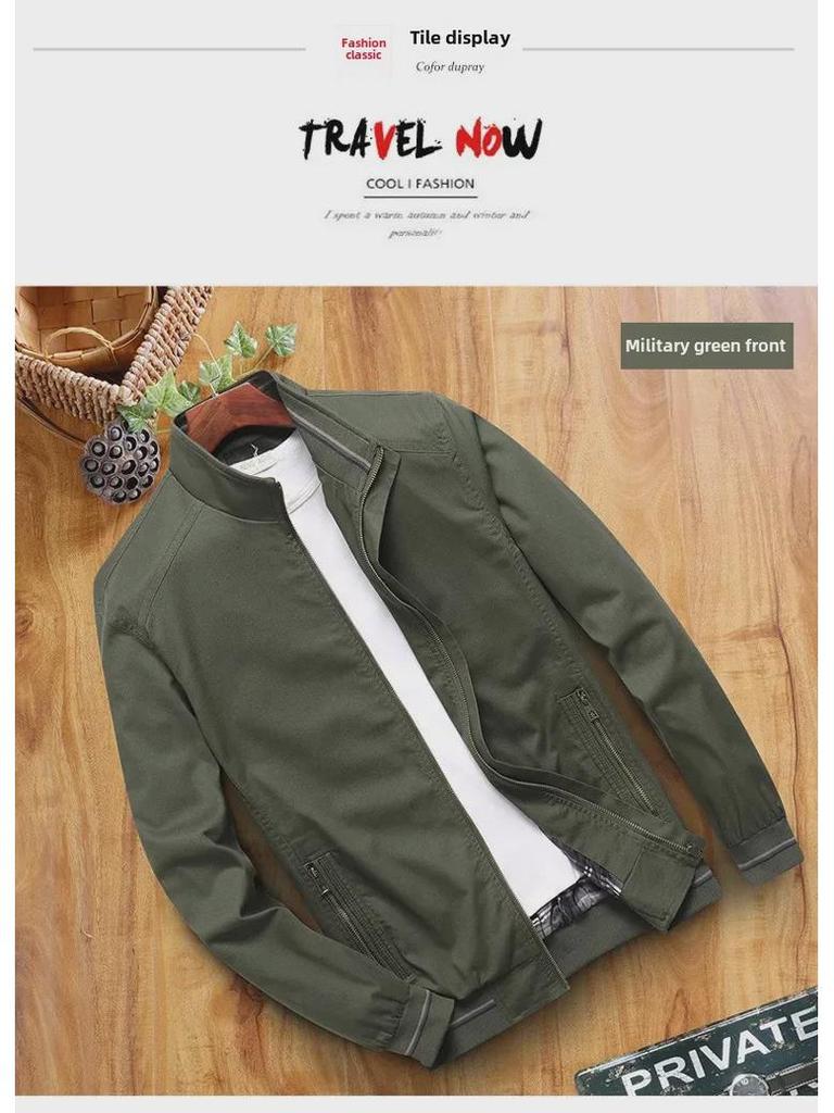 Мужская повседневная хлопковая куртка: Модное свободное спортивное пальто большого размера на весну/осень.