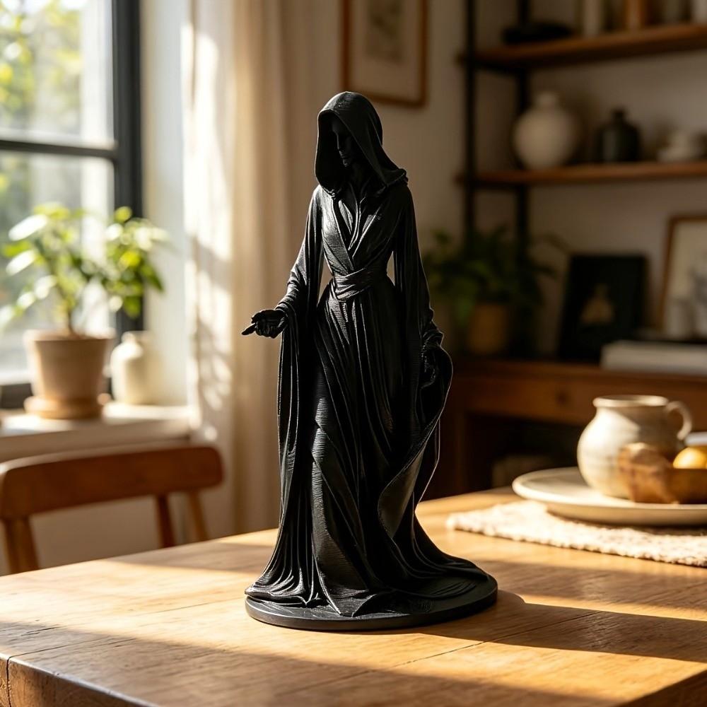 Dark Aesthetic Goddess Sculpture 3D Printed Desktop Ornaments Retro Cloak Woman Statue Home Decor