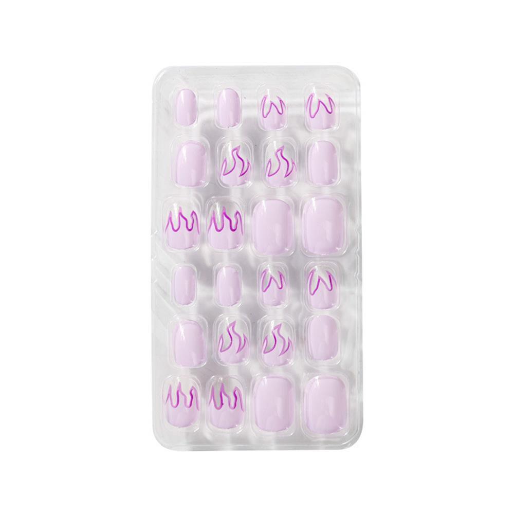 24PCS NEW Fshion Detachable Nails Art Reusable False Nail Tips Full Cover Press on Nails Fake Nails
