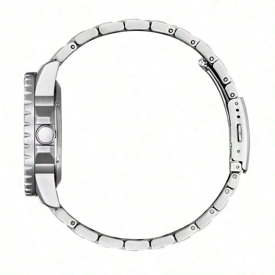 Citizen Модные часы AquaMechanical: Механический механизм, Ремешок из нержавеющей стали, Японско-корейский стиль для мужчин, Оранжевый циферблат, Модель NJ0128-80X