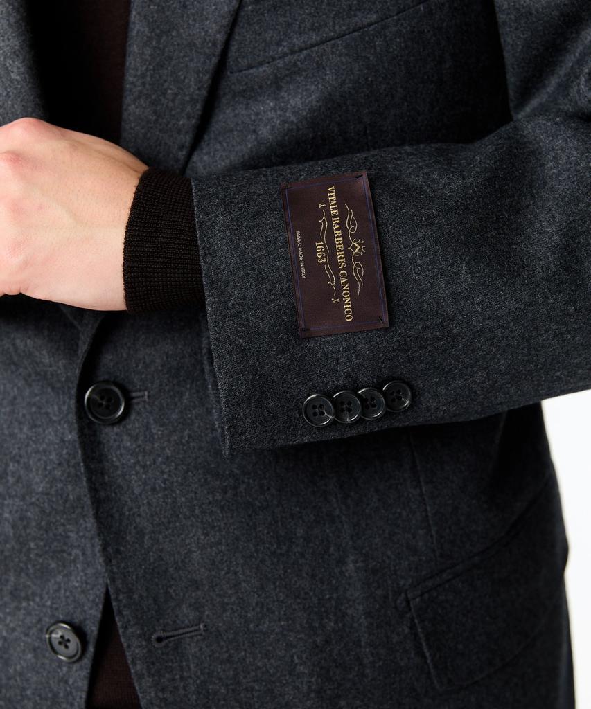 Man On The Boon Notched Lapel Flannel Suit Jacket_Dark Gray 4714351004