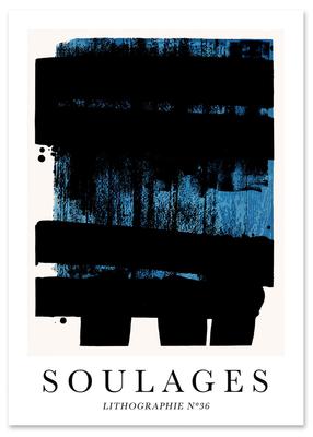 Plakat Abstrakcja Soulages Czarny Niebieski