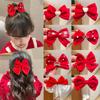 Crown Chinese New Year Headwear Plush Hanfu Hair Sticks Simple Velvet Red Bow Hairpin  Girls