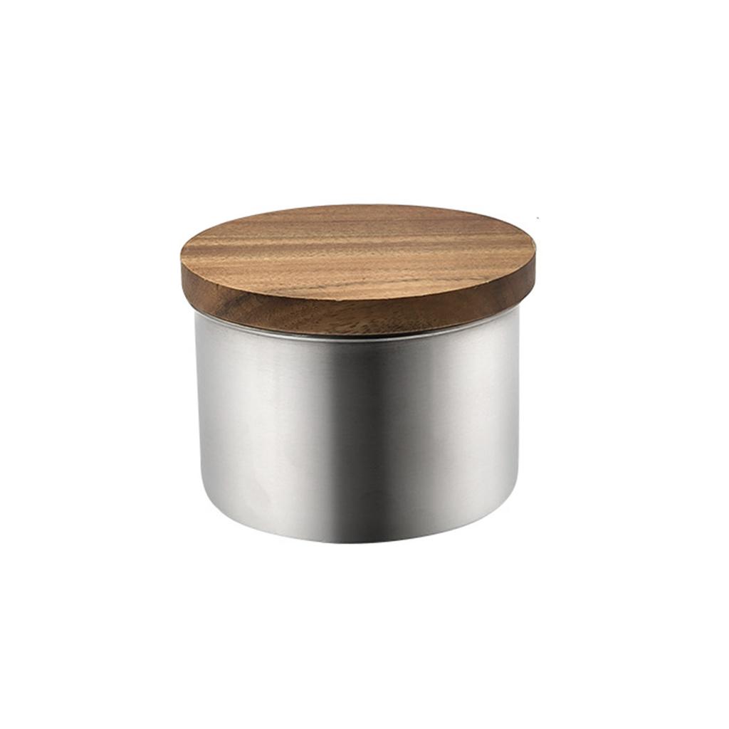 1Pc Storage Jars with Airtight Lid, Containers Kitchen Food Canisters with Acacia Wood Lids for Coffee Beans/Sugar/Tea/Nuts