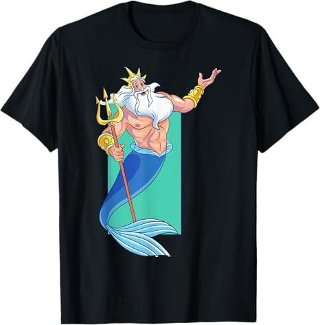 The Little Mermaid King Triton Portrait Black TShirt