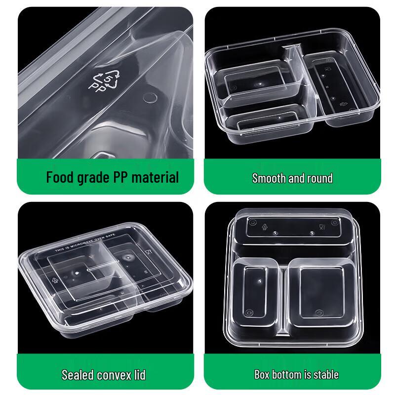 Disposable 5-Compartment Clear Meal Prep Containers