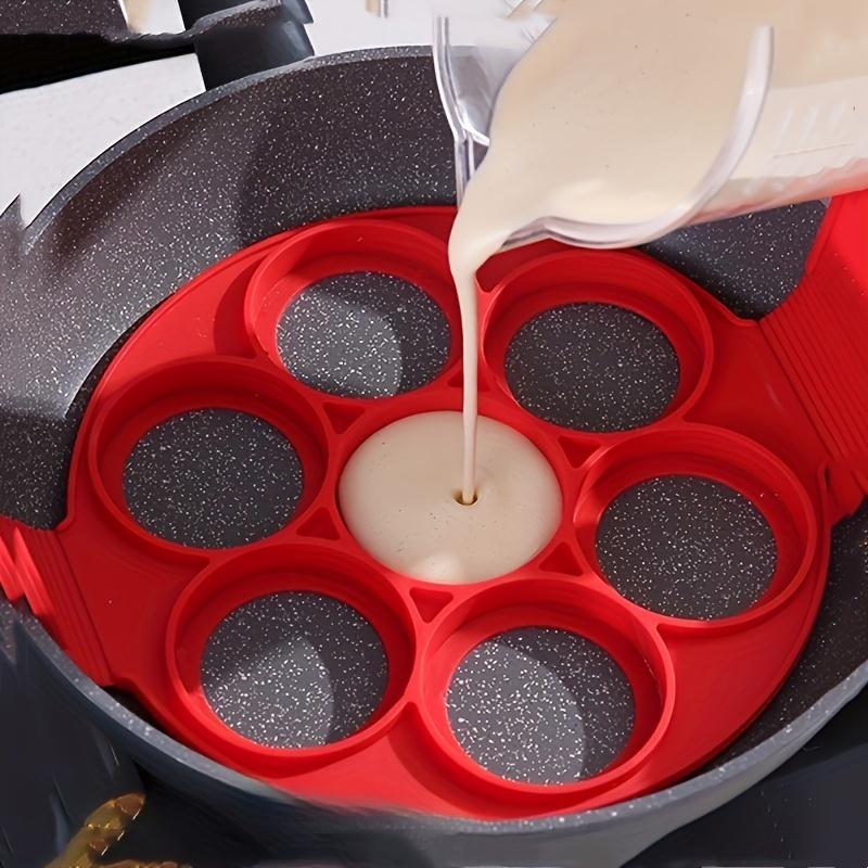 7 Hole Silicone Pancake Maker Non Stick Egg Frying Ring Reusable Flapjack Mold for Home Kitchen Baking Tools